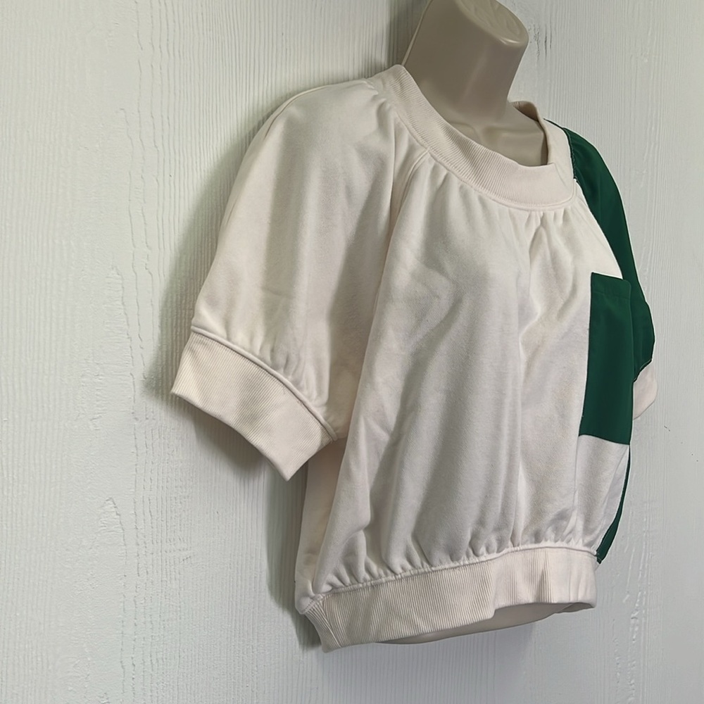 Free People - NWT Movement Green And Cream Base Short Sleeve Sweatshirt T Size M - Picture 4 of 12